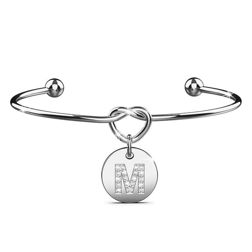 Fancy Alphabet Letter Initial Bangle in White Gold